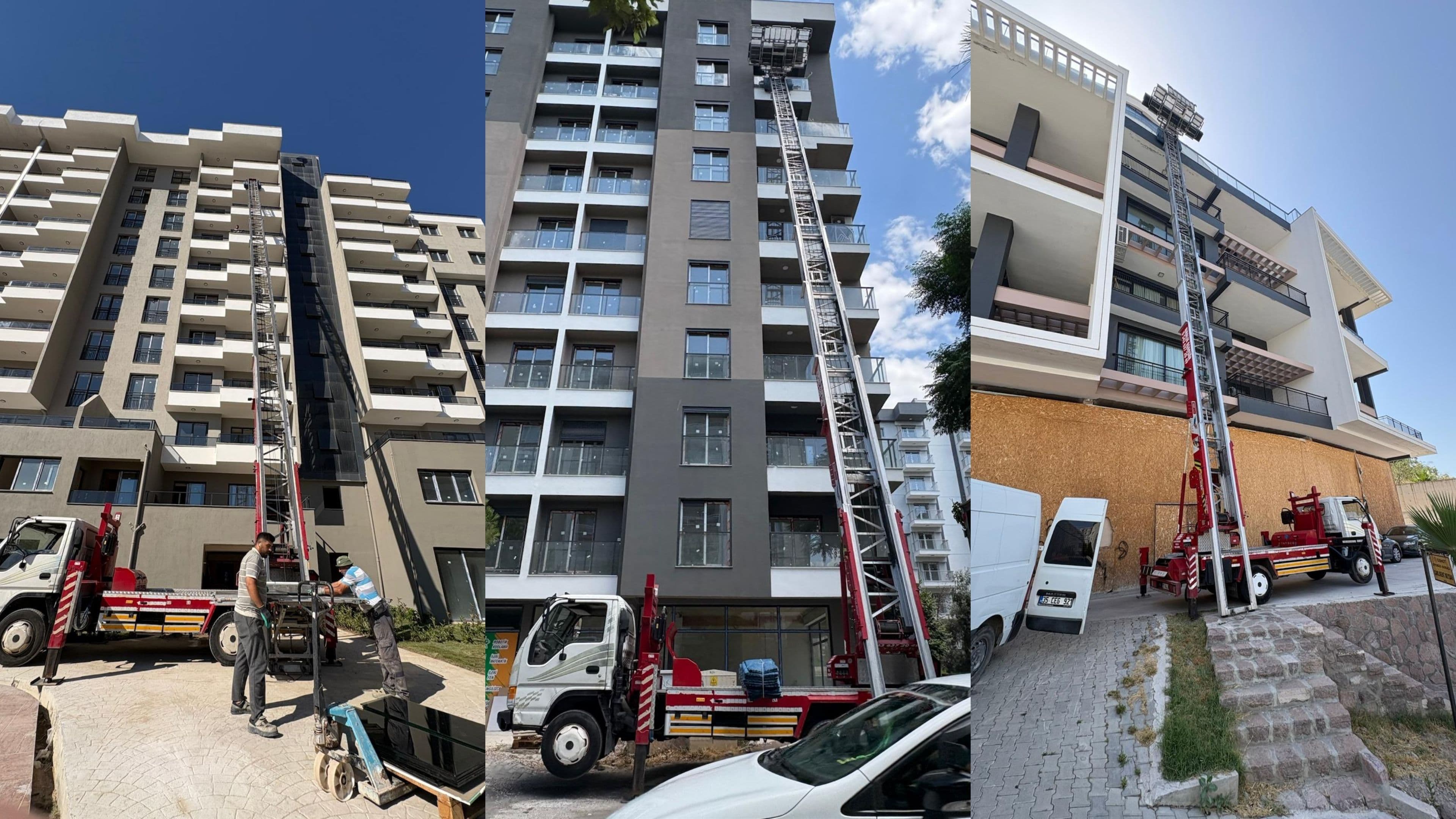 İzmir'de asansörlü evden eve nakliyat ekibi eşyaları taşırken